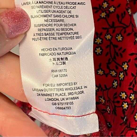 Free People Clara X Revolve Red Floral Print Tunic mini Dress S - Picture 7 of 7